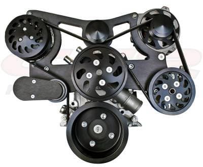 BILLET FORD SB 302 COMPLETE PULLEY, BRACKET & PUMP SERPENTINE KIT - BLACK