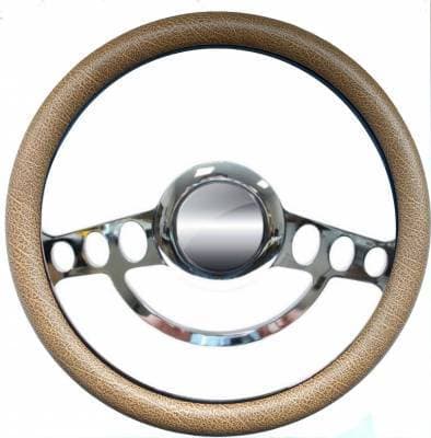 14" Polished Billet Hot Rod Steering Wheel w/Your Choice of Half-Wrap