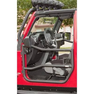 Pair of Black Tube Half Doors for 2007 to 2014 Jeep Wrangler JK by Rugged Ridge