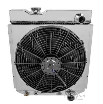 Four Row Aluminum Radiator Full Combo for 60-66 Ford Ranchero, Falcon, Mustang. Econoline, Comet & Model T FSMC259