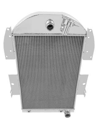1934-1936 Chevy Pick Up Truck V8 Conversion Straight Fittings and Transcooler 3 Row Aluminum Radiator CC3436CH