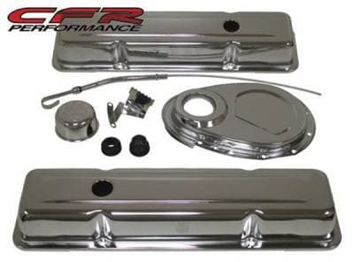 1958-86 Chevy Small Block 283-305-327-350 Chrome Steel (Short) Engine Dress Up Kit - Smooth