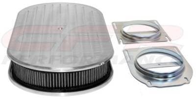 Chevy Ford Mopar 19" Oval Polished Aluminum Air Cleaner (Dual Quad) Ball Milled