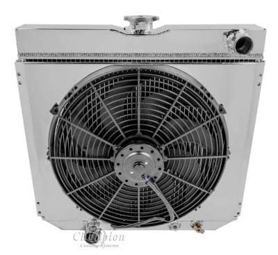 Champion Two Row All Aluminum Radiator Combo for Mustang, Falcon, Cougar, Fairlane, Comet Various Years ec339combo