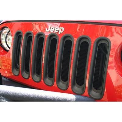 Grille Inserts, Black; 07-16 Jeep Wrangler JK
