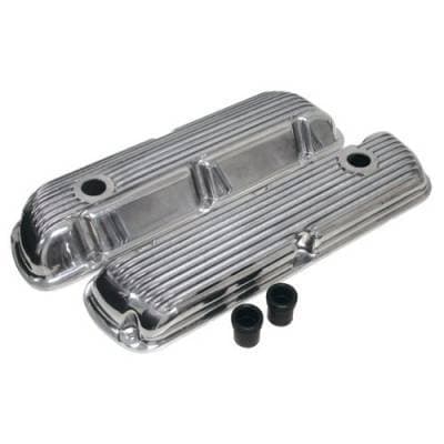 1964-74  Ford Small Block Polished Billet Nostalgic Aluminum Finned Valve Covers 