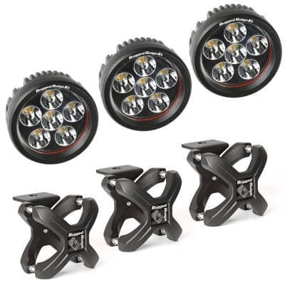 X-Clamp and Round LED Light Kit, Large, Textured Black, 3 Pieces