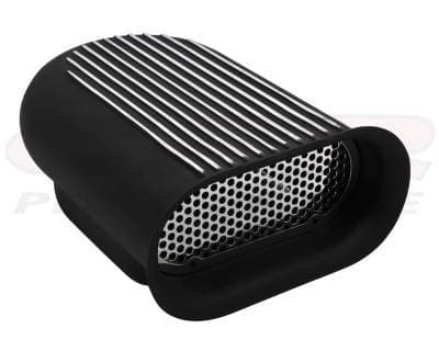 Hilborn Style Four Barrel Finned Single Hood Scoop, Powder Coated Black