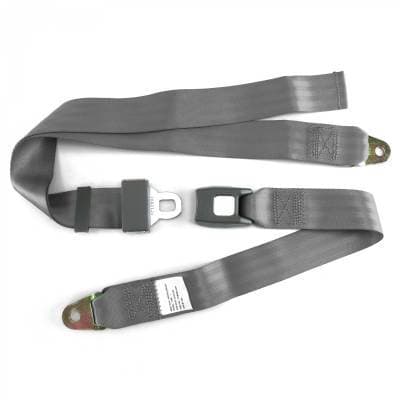 2 Point Gray Lap Seat Belt, Standard Buckle, Pair