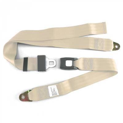 2 Point Offwhite Lap Seat Belt, Standard Buckle, Pair