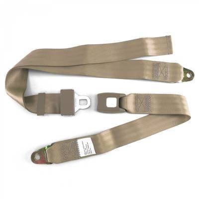2 Point Tan Lap Seat Belt, Standard Buckle, Pair