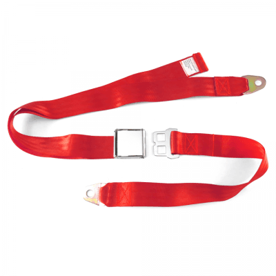 2 Point Red Lap Seat Belt, Airplane Buckle, Pair