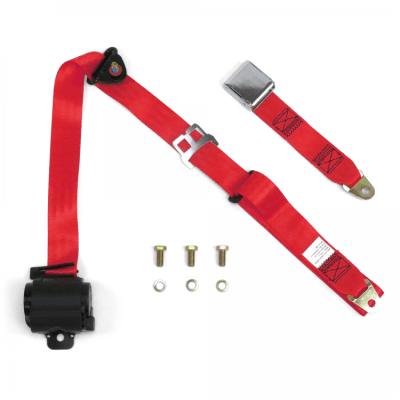 3 Point Retractable Lap Seat Belt, Airplane Buckle, Pair, Your Choice of Color