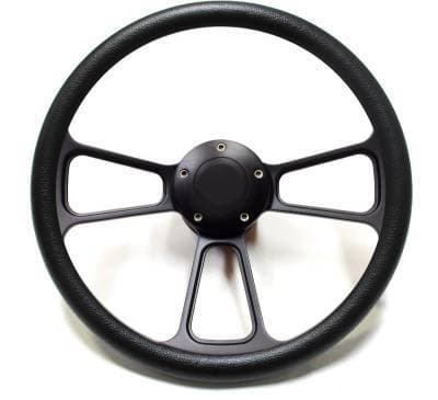 14" Black Billet Muscle Style Steering Wheel w/Your Choice of Horn and Half-Wrap