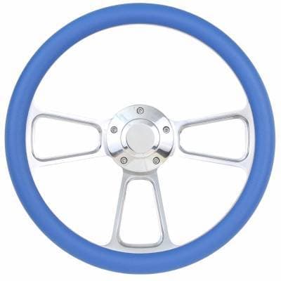14" Polished Billet Muscle Style Steering Wheel w/ any Half Wrap
