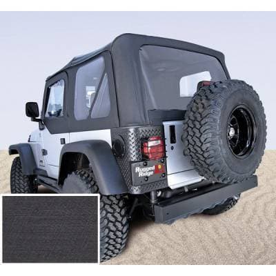 Soft Top, Door Skins, Black, Clear Windows; 97-02 Jeep Wrangler TJ