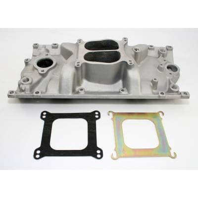 Satin Aluminum Intake Manifold for 1957-1995 Chevy Small Block