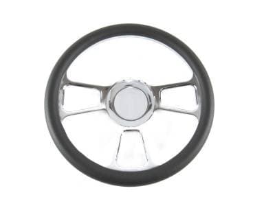 14" Black Leather & Chrome Steering Wheel