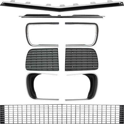 R5027E - 1967-68 Camaro RS Restorer's Choice™ Grill Kit with Silver Trim / with Headlamp Bezels