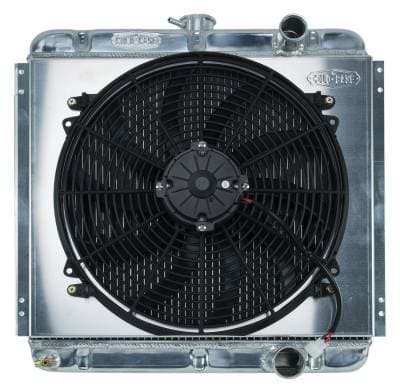 67-70 Mustang 289/302 Fair Coug Gal Aluminum Performance Radiator And 16 Inch Fan Kit 20 Inch MT Cold Case Radiators