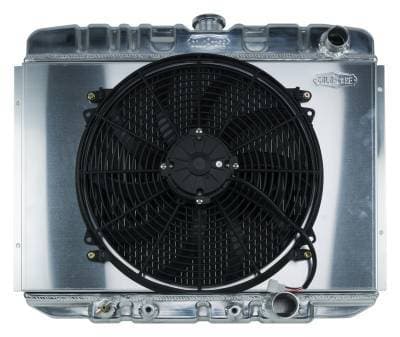 67-70 Mustang SB 24 Inch Aluminum Performance Radiator And 16 Inch Fan Kit AT Cold Case Radiators
