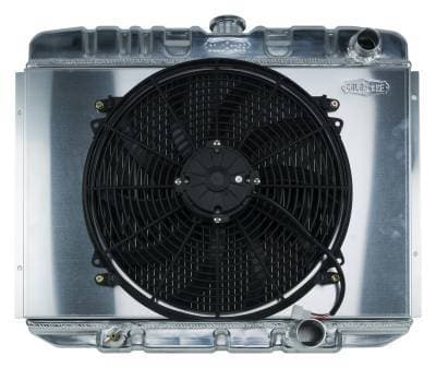 67-70 Mustang SB 24 Inch Aluminum Performance Radiator And 16 Inch Fan Kit MT Cold Case Radiators