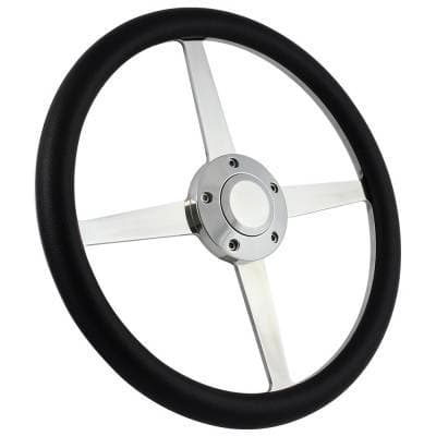 14" Lakester Style Billet Aluminum Steering Wheel Kit w/Your Choice of Horn and Half Wrap