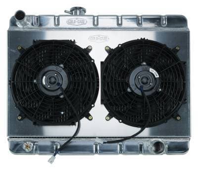 66-67 GTO Aluminum Radiator And 12 Inch Dual Fan Kit W/O AC MT Cold Case Radiators