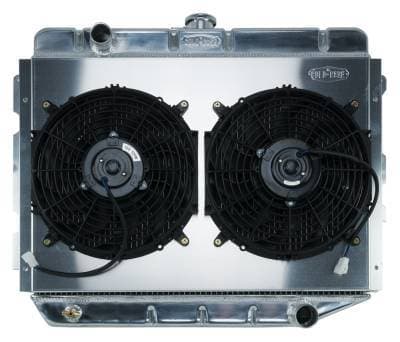 66-74 A,B,C,E Body AC Aluminum Performance Radiator And 12 Inch Dual Fan Kit MT 17x26 Inch Cold Case Radiators