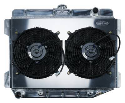70-74 E Body Challenger Aluminum Performance Radiator And 12 Inch Dual Fan Kit AT 17x26 Inch Cold Case Radiators