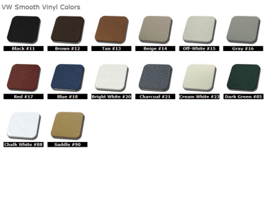 1965-67 VW Volkswagen Bug Beetle Convertible Smooth Vinyl Seat Upholstery, Front and Rear