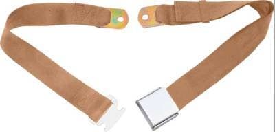 2 Point Tan Lap Seat Belt, Airplane Buckle, Pair