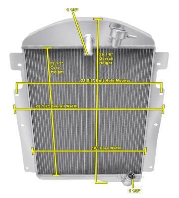 1937 Chevy Pick Up Truck w/Inline Six Champion Three Row Radiator CC3738