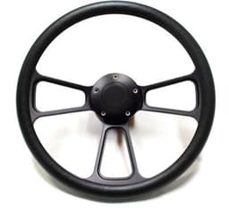 14" Black Billet Muscle Style Steering Wheel w/Your Choice of Horn and Half-Wrap