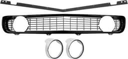 R5028F - 1969 Camaro Restorer's Choice Standard Black Grill Kit with Headlamp Bezels with Chrome Ring